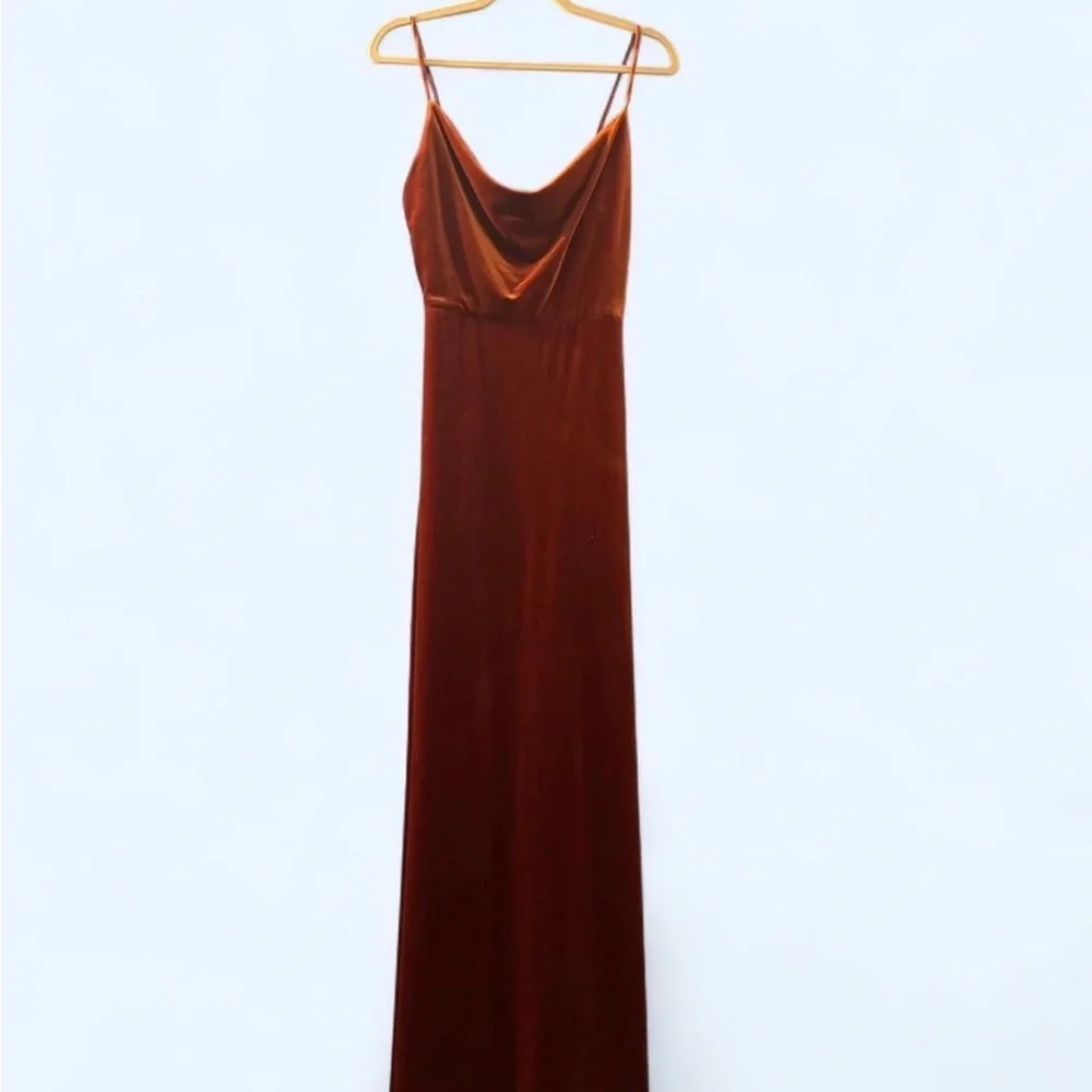 After Six 1541 Bridesmaid Dress Rust Cowl Neck - Picture 1 of 4